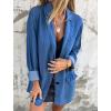 image:imageCHARTOU Women Denim Jean Blazer Jacket 1 Button Long Sleeve Light Denim Jacket Work Casual Spring Jacket with PocketBlue