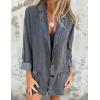 image:imageCHARTOU Women Denim Jean Blazer Jacket 1 Button Long Sleeve Light Denim Jacket Work Casual Spring Jacket with PocketGrey Black