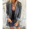 image:imageCHARTOU Women Denim Jean Blazer Jacket 1 Button Long Sleeve Light Denim Jacket Work Casual Spring Jacket with PocketGrey Black