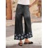 image:imageCHARTOU Women Flare Wide Leg Jeans Baggy Cropped Jeans Floral Embroidery Mid Waist Denim Pants with PocketsBlack