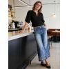 image:imageCHARTOU Women Flare Wide Leg Jeans Baggy Cropped Jeans Floral Embroidery Mid Waist Denim Pants with PocketsBlue