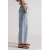 image:imageCHARTOU Women Floral Boho Wide Leg Denim Pants Drawstring Elastic Waist Baggy Barrel Crop Jeans with PocketsLight Blue
