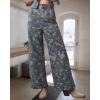 image:imageCHARTOU Women Floral Denim Two Pieces Outfits Sleeveless Vest Top High Rise Wide Leg Straight Pants SetsFloral