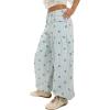 image:imageCHARTOU Women Floral Lotus Tube Jeans Baggy Pinstripe Y2k Jeans Barrel Embroidery Denim Wide Leg PantsBlue