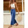 image:imageCHARTOU Women High Waist Wide Leg Jeans Button Down Washed Denim Cropped Straight Pants with PocketsBlue