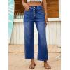 image:imageCHARTOU Women High Waist Wide Leg Jeans Button Down Washed Denim Cropped Straight Pants with PocketsBlue