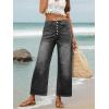 image:imageCHARTOU Women High Waist Wide Leg Jeans Button Down Washed Denim Cropped Straight Pants with PocketsGrey