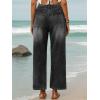 image:imageCHARTOU Women High Waist Wide Leg Jeans Button Down Washed Denim Cropped Straight Pants with PocketsGrey