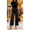 image:imageCHARTOU Women High Waisted Wide Leg Jeans Casual Stretchy Raw Hem Cropped Denim PantsBlack