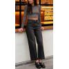 image:imageCHARTOU Women High Waisted Wide Leg Jeans Casual Stretchy Raw Hem Cropped Denim PantsBlack
