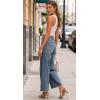 image:imageCHARTOU Women High Waisted Wide Leg Jeans Casual Stretchy Raw Hem Cropped Denim PantsBlue