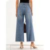 image:imageCHARTOU Women High Waisted Wide Leg Jeans Casual Stretchy Raw Hem Cropped Denim PantsBlue