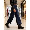 image:imageCHARTOU Women High Waisted Wide Leg Jeans Casual Stretchy Raw Hem Cropped Denim PantsDark Blue