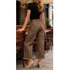 image:imageCHARTOU Women High Waisted Wide Leg Jeans Casual Stretchy Raw Hem Cropped Denim PantsLeopard