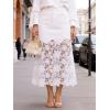 image:imageCHARTOU Women Lace Eyelet Patchwork Jean Skirt Boho Floral Mesh Sheer Long Denim Skirt with PocketsWhite