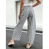 image:imageCHARTOU Women Plaid Gingham Barrel Pants Baggy Crop Wide Leg Pants Y2k Casual Cotton Trousers with PocketsBlack