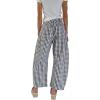 image:imageCHARTOU Women Plaid Gingham Barrel Pants Baggy Crop Wide Leg Pants Y2k Casual Cotton Trousers with PocketsBlack
