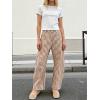 image:imageCHARTOU Women Plaid Gingham Barrel Pants Baggy Crop Wide Leg Pants Y2k Casual Cotton Trousers with PocketsBrown