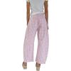 image:imageCHARTOU Women Plaid Gingham Barrel Pants Baggy Crop Wide Leg Pants Y2k Casual Cotton Trousers with PocketsPink