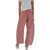 image:imageCHARTOU Women Plaid Gingham Barrel Pants Baggy Crop Wide Leg Pants Y2k Casual Cotton Trousers with PocketsRed