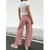 image:imageCHARTOU Women Plaid Gingham Barrel Pants Baggy Crop Wide Leg Pants Y2k Casual Cotton Trousers with PocketsRed