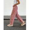 image:imageCHARTOU Women Plaid Gingham Barrel Pants Baggy Crop Wide Leg Pants Y2k Casual Cotton Trousers with PocketsRed