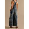image:imageCHARTOU Women Plaid Heart Patchwork Wide Leg Denim Overall Adjustable Straps Frayed Boho Baggy Jean JumpsuitBlue