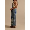 image:imageCHARTOU Women Plaid Heart Patchwork Wide Leg Denim Overall Adjustable Straps Frayed Boho Baggy Jean JumpsuitBlue