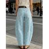 image:imageCHARTOU Women Polka Dot Barrel Jeans Baggy Y2k Denim Wide Leg Pants Boyfriend Mid Rise Ankle Jean SweatpantsBlue
