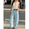 image:imageCHARTOU Women Polka Dot Barrel Jeans Baggy Y2k Denim Wide Leg Pants Boyfriend Mid Rise Ankle Jean SweatpantsBlue