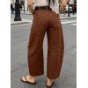 image:imageCHARTOU Women Polka Dot Barrel Jeans Baggy Y2k Denim Wide Leg Pants Boyfriend Mid Rise Ankle Jean SweatpantsChocolate Brown