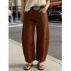 image:imageCHARTOU Women Polka Dot Barrel Jeans Baggy Y2k Denim Wide Leg Pants Boyfriend Mid Rise Ankle Jean SweatpantsChocolate Brown