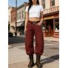 image:imageCHARTOU Women Polka Dot Barrel Jeans Baggy Y2k Denim Wide Leg Pants Boyfriend Mid Rise Ankle Jean SweatpantsWine