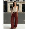 image:imageCHARTOU Women Polka Dot Barrel Jeans Baggy Y2k Denim Wide Leg Pants Boyfriend Mid Rise Ankle Jean SweatpantsWine