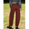 image:imageCHARTOU Women Polka Dot Barrel Jeans Baggy Y2k Denim Wide Leg Pants Boyfriend Mid Rise Ankle Jean SweatpantsWine