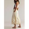 image:imageCHARTOU Women Ruffle Cropped Jeans Cargo Exaggerated Wide Leg Jeans Baggy Drawstring Culotte Denim PantsBeige