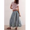 image:imageCHARTOU Women Ruffle Cropped Jeans Cargo Exaggerated Wide Leg Jeans Baggy Drawstring Culotte Denim PantsLight Blue