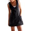 image:imageCHARTOU Women Sleeveless Denim Overall Dress Short Jean Jumper Summer Mini Dress Babydoll Pinafore Skirtall PocketBlack