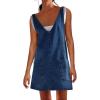 image:imageCHARTOU Women Sleeveless Denim Overall Dress Short Jean Jumper Summer Mini Dress Babydoll Pinafore Skirtall PocketDark Blue