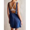 image:imageCHARTOU Women Sleeveless Denim Overall Dress Short Jean Jumper Summer Mini Dress Babydoll Pinafore Skirtall PocketDark Blue