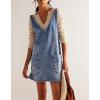 image:imageCHARTOU Women Sleeveless Denim Overall Dress Short Jean Jumper Summer Mini Dress Babydoll Pinafore Skirtall PocketLight Blue