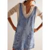 image:imageCHARTOU Women Sleeveless Denim Overall Dress Short Jean Jumper Summer Mini Dress Babydoll Pinafore Skirtall PocketLight Blue