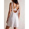 image:imageCHARTOU Women Sleeveless Denim Overall Dress Short Jean Jumper Summer Mini Dress Babydoll Pinafore Skirtall PocketWhite