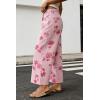 image:imageCHARTOU Women Summer Wide Leg Crop Denim Pants Back Elastic Waist Boho Floral Ankle JeansPink