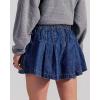 image:imageCHARTOU Women Summer Y2k Pleated Flare Jean Shorts Denim Lightweight Elastic Waist Bow Tie Croquet ShortsDark Blue