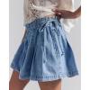 image:imageCHARTOU Women Summer Y2k Pleated Flare Jean Shorts Denim Lightweight Elastic Waist Bow Tie Croquet ShortsLight Blue