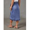 image:imageCHARTOU Women Western Wrap Denim Skirt Floral Print High Waist Tie Side Slit Midi Jean Pencil SkirtsBlue