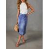 image:imageCHARTOU Women Western Wrap Denim Skirt Floral Print High Waist Tie Side Slit Midi Jean Pencil SkirtsBlue