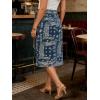image:imageCHARTOU Women Western Wrap Denim Skirt Floral Print High Waist Tie Side Slit Midi Jean Pencil SkirtsDark Blue