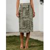 image:imageCHARTOU Women Western Wrap Denim Skirt Floral Print High Waist Tie Side Slit Midi Jean Pencil SkirtsGreen